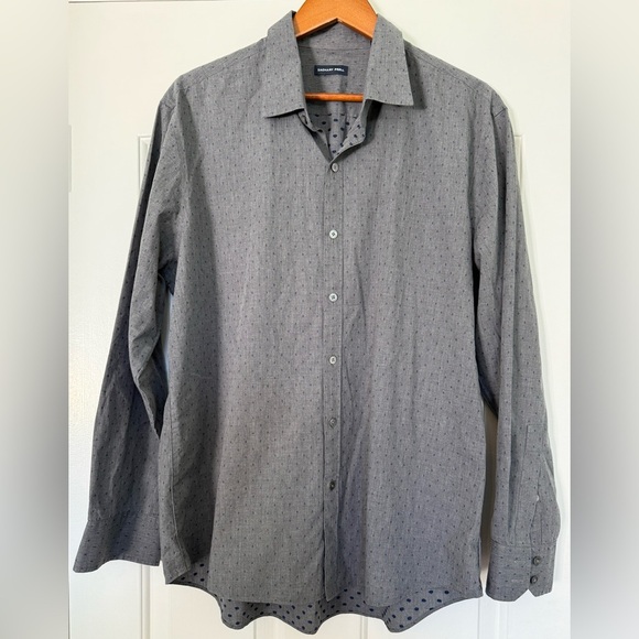 Zachary Prell Men’s XL Shirt Gray Polka Dot 100% Cotton Long Sleeve - Picture 7 of 10